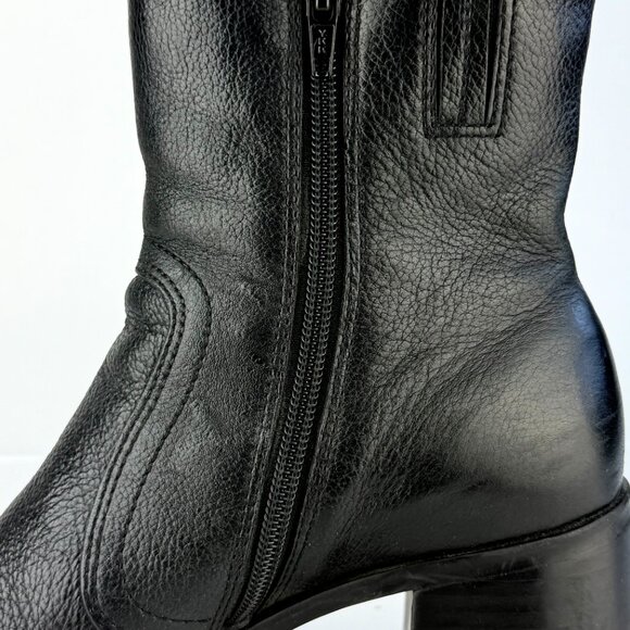 Ipanema Jester Black Leather Block Heel Ankle Boots 8.5M Minimalist Booties - Picture 8 of 12
